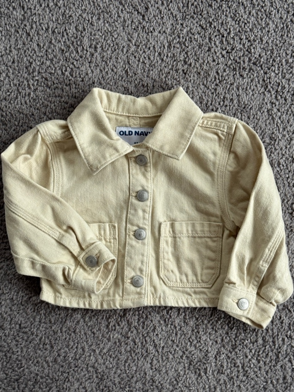Old Navy Light Cream Cropped Girls' Jean Jacket - 2T